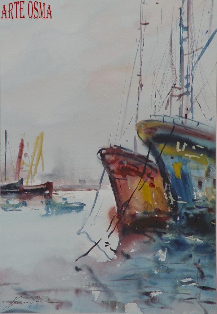 Cuadro 2. Marina. Acuarela, 37 x 28 cms